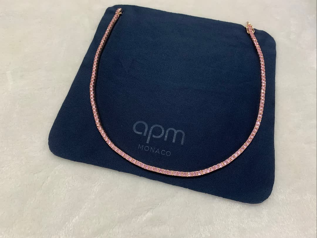APM Monaco Pink Diamond Tennis Necklace